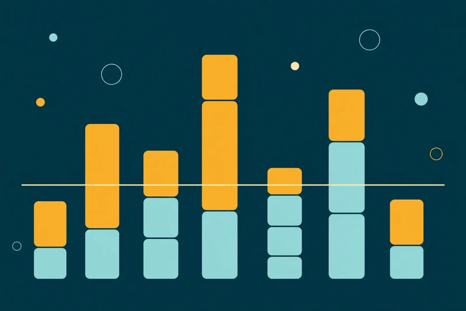 An abstract data illustration in ocean blues representing the demo review figures.